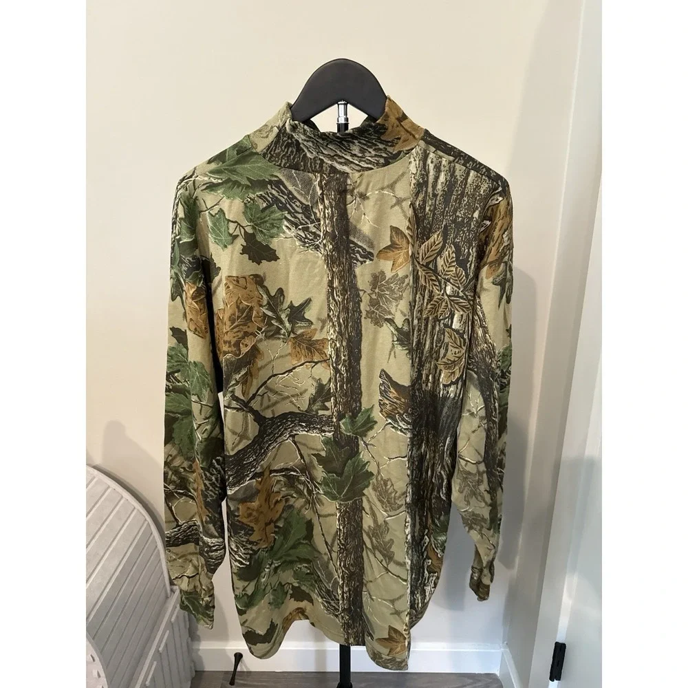 Duxbak Realtree Camo Mock Neck Hunting Shirt Mens Large Regular USA Hunting